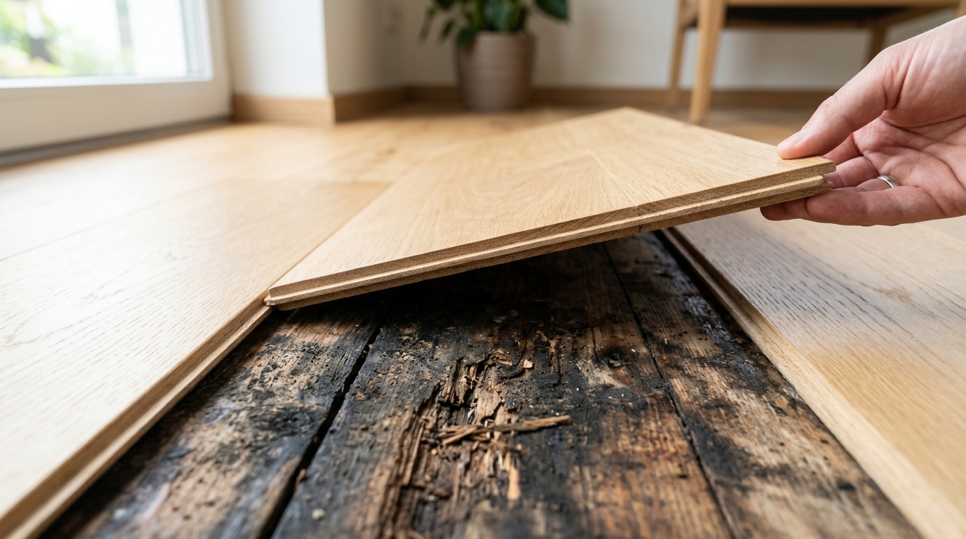 J’ai posé mon parquet neuf directement sur l’ancien plancher juste pour éviter la poussière : au premier hiver, j’ai compris ce qui s’était installé entre les deux couches