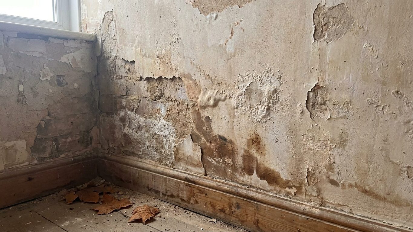 J'ai passé une peinture anti-humidité au bas de mon mur juste pour cacher les taches : au bout de quelques mois, j'ai comp...