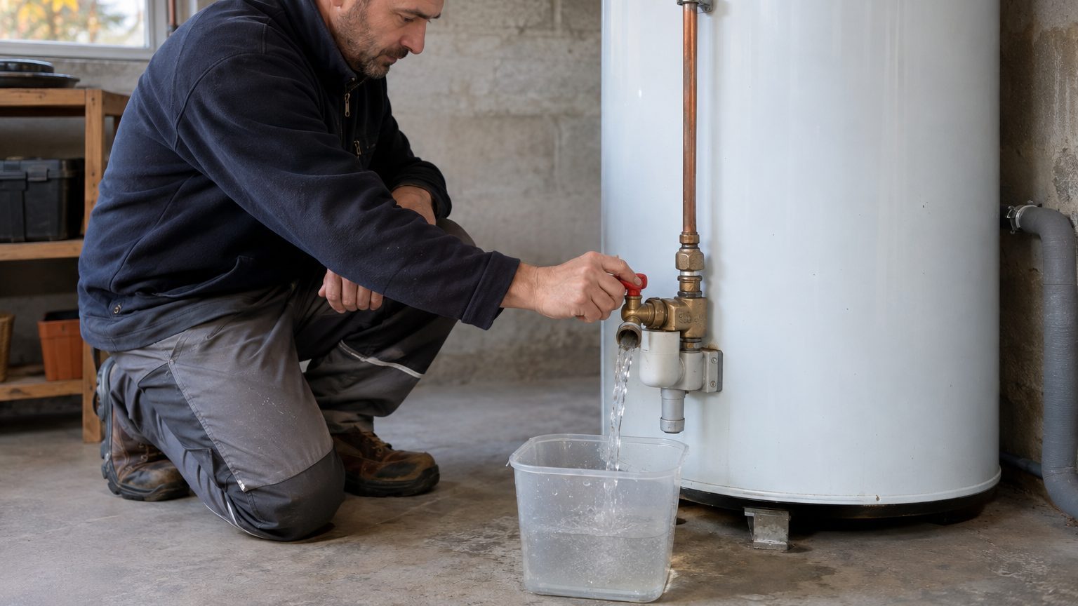 Groupe de sécurité du chauffe-eau : à actionner une fois par mois